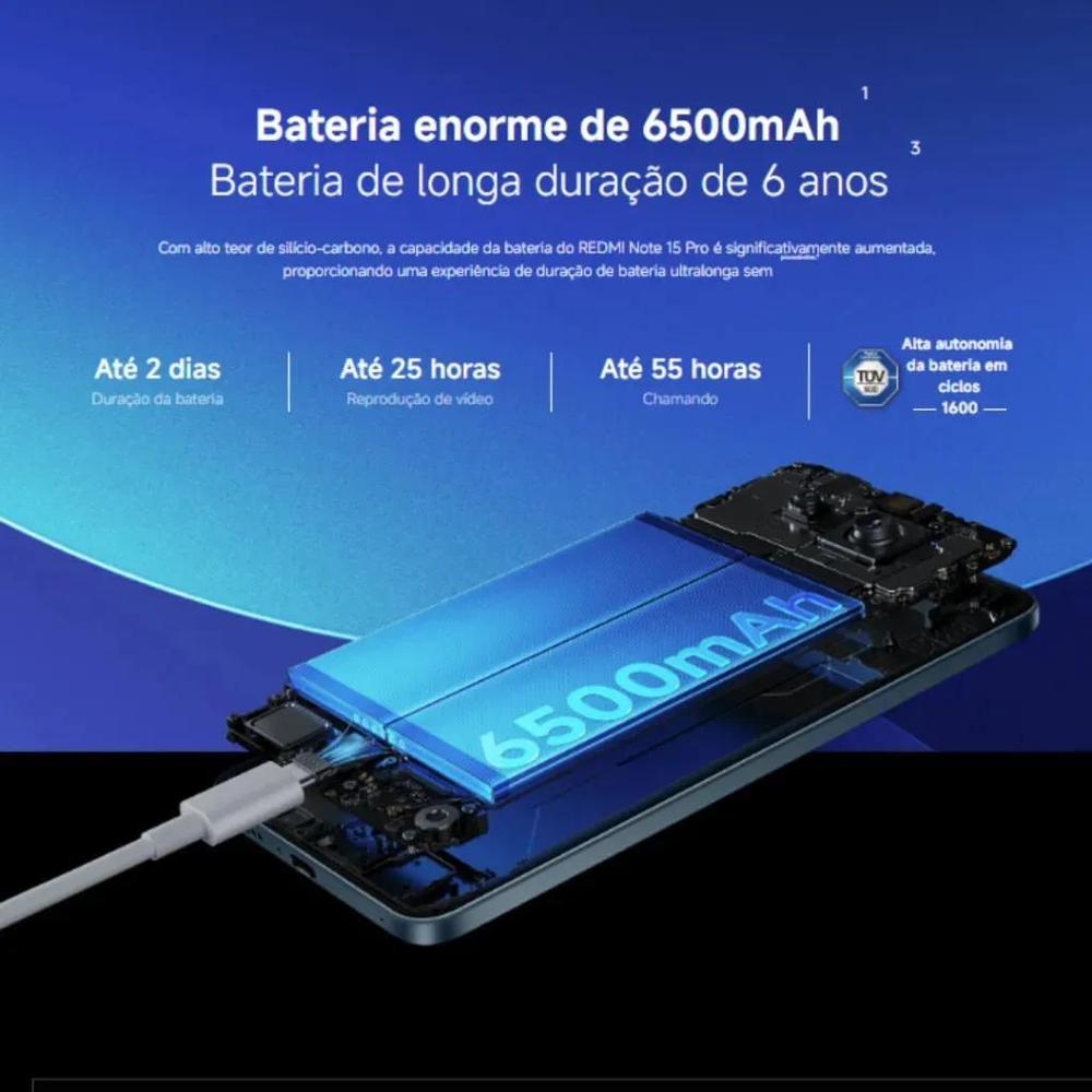 Smartphone Xiaomi Redmi Note 15 Pro 4g 8gb 256gb Tela Amoled 6.77 Câmera 200mp 6500mah Preto - foto 4