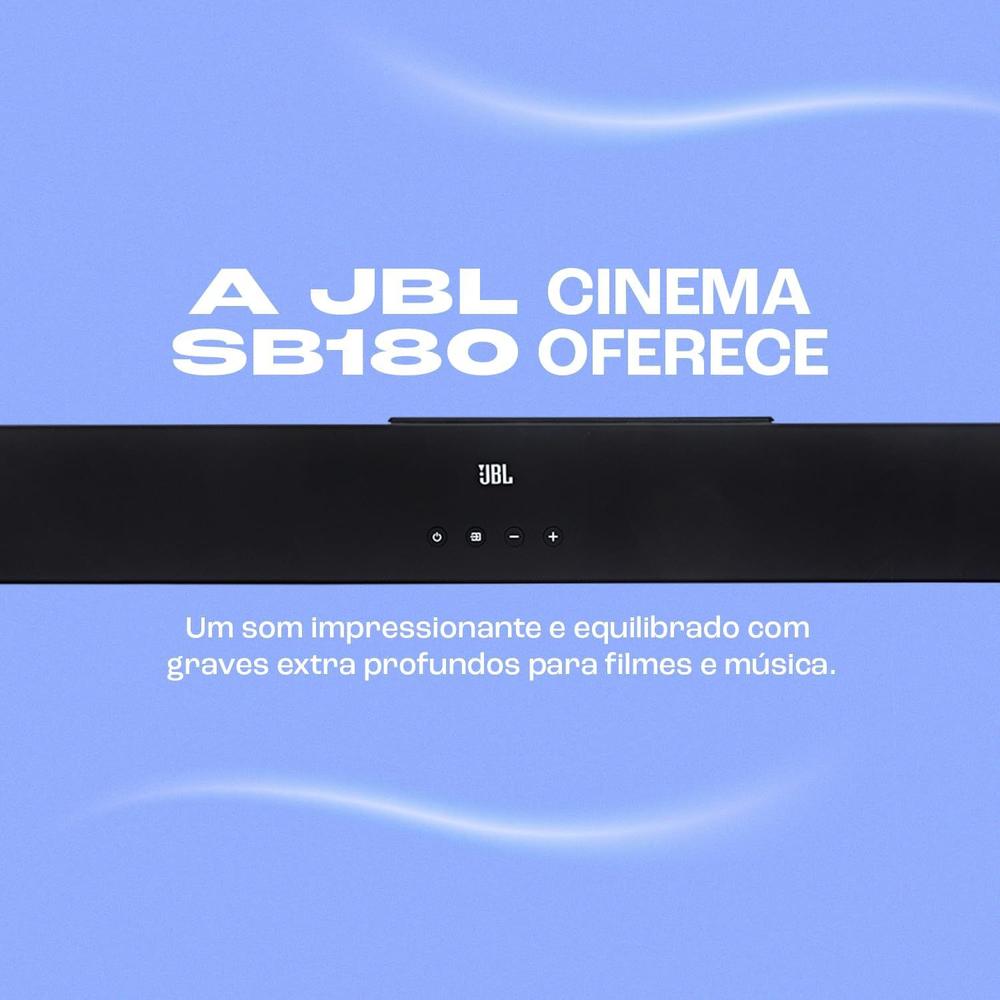 Soundbar JBL Cinema 2.1 SB180 com Bluetooth 110W RMS e ARC HDMI