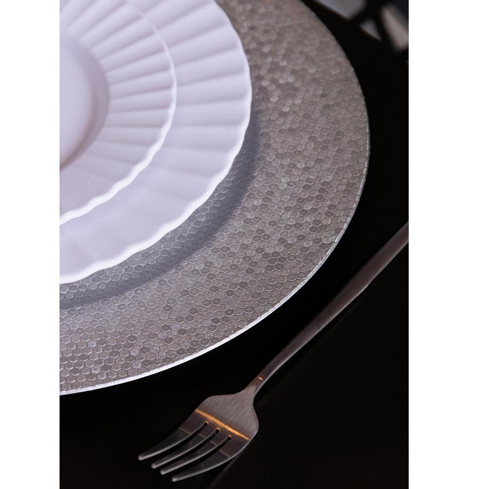 Sousplat Lyor Shine 33cm Prateado Plástico