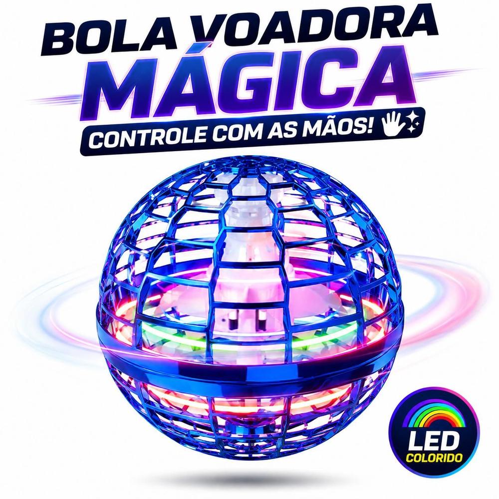 Spinner Voador Led Flynova Pro Bola Esfera Mini Drone Azul