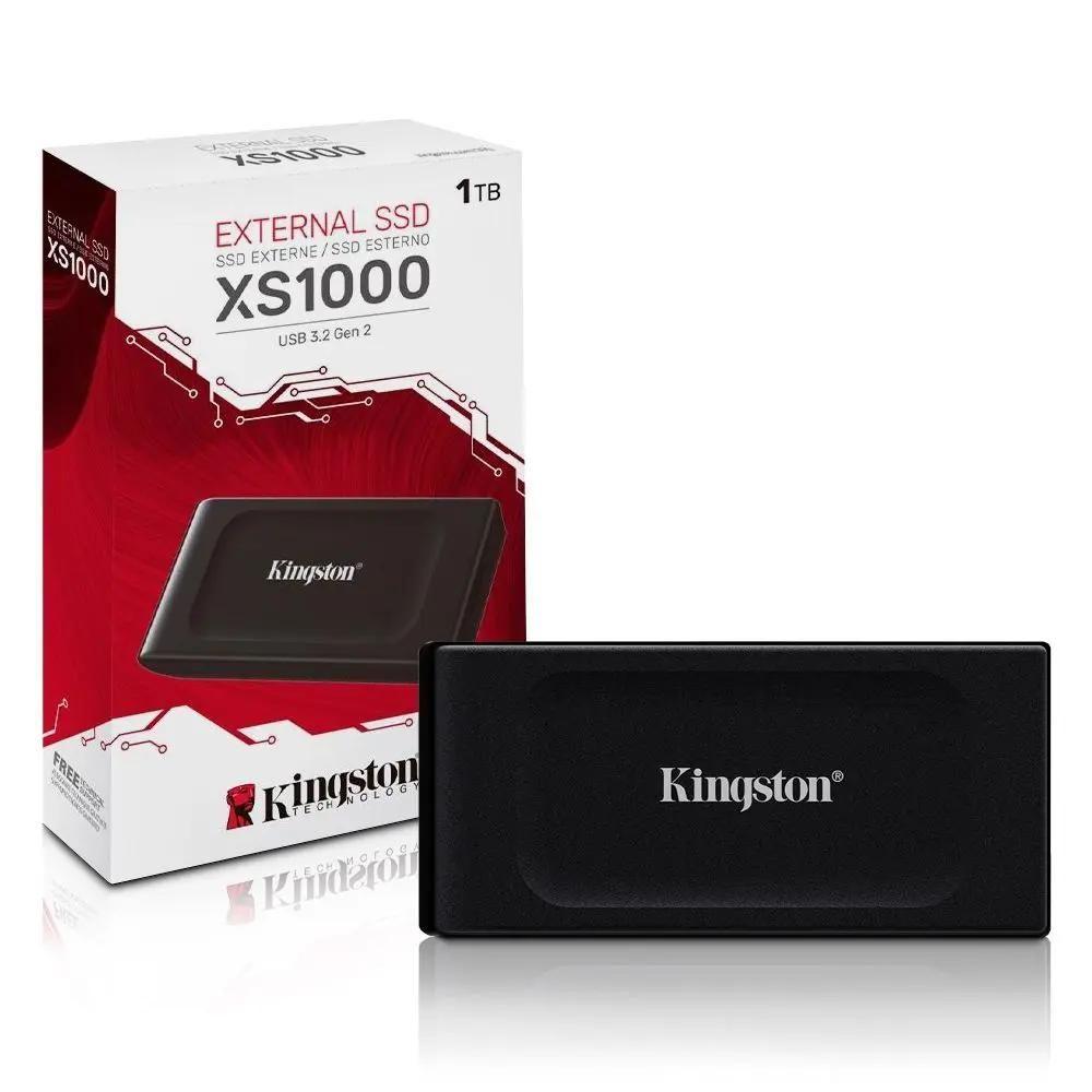 SSD 1TB Externo Portátil Kingston XS1000 USB 3.2 Gen 2x2 Leitura 1050 Mbs Preto