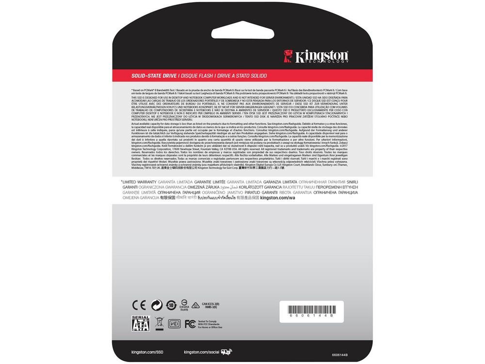 SSD Kingston A400, 960GB, 2.5", SATA III, Leitura: 500 MB/s, Gravação: 450 MB/s, Preto - SA400S37/960G