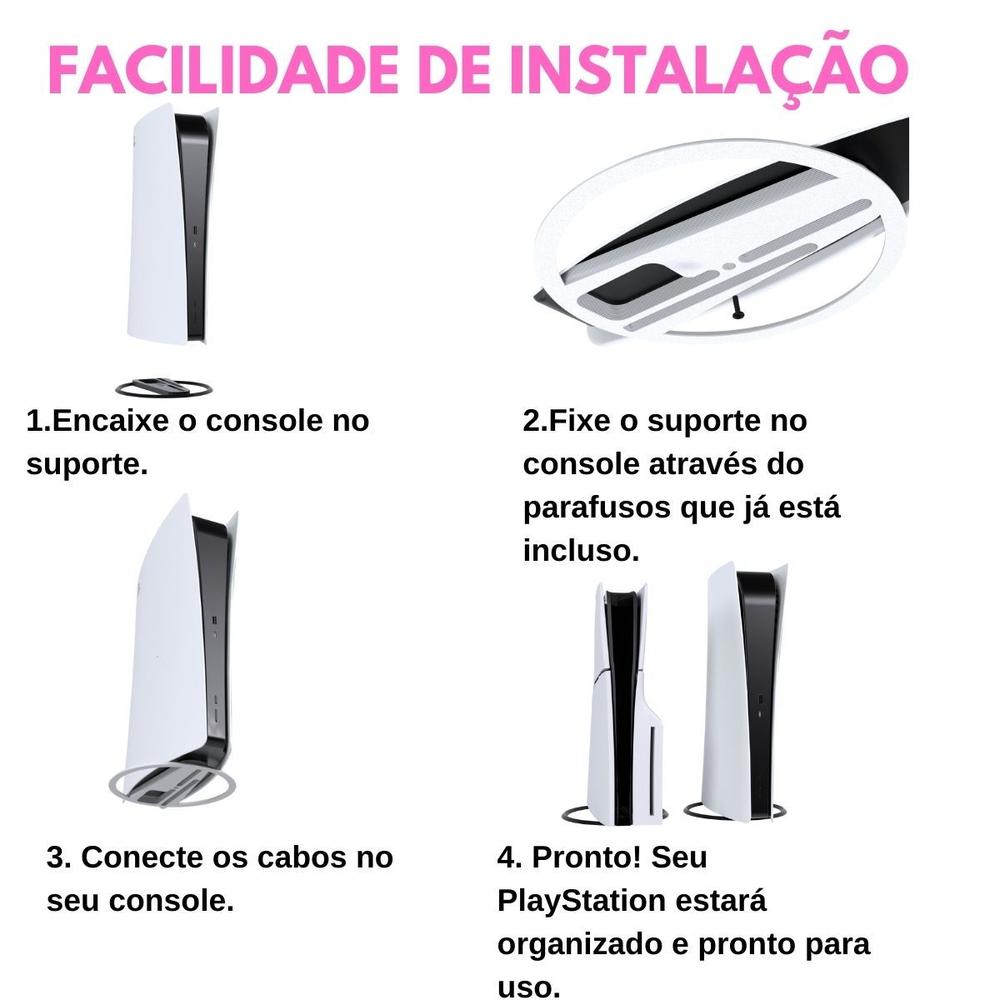 Suporte Apoio Base Vertical Circular de Mesa Compatível com PS5 e PS5 Slim - ARTBOX3D