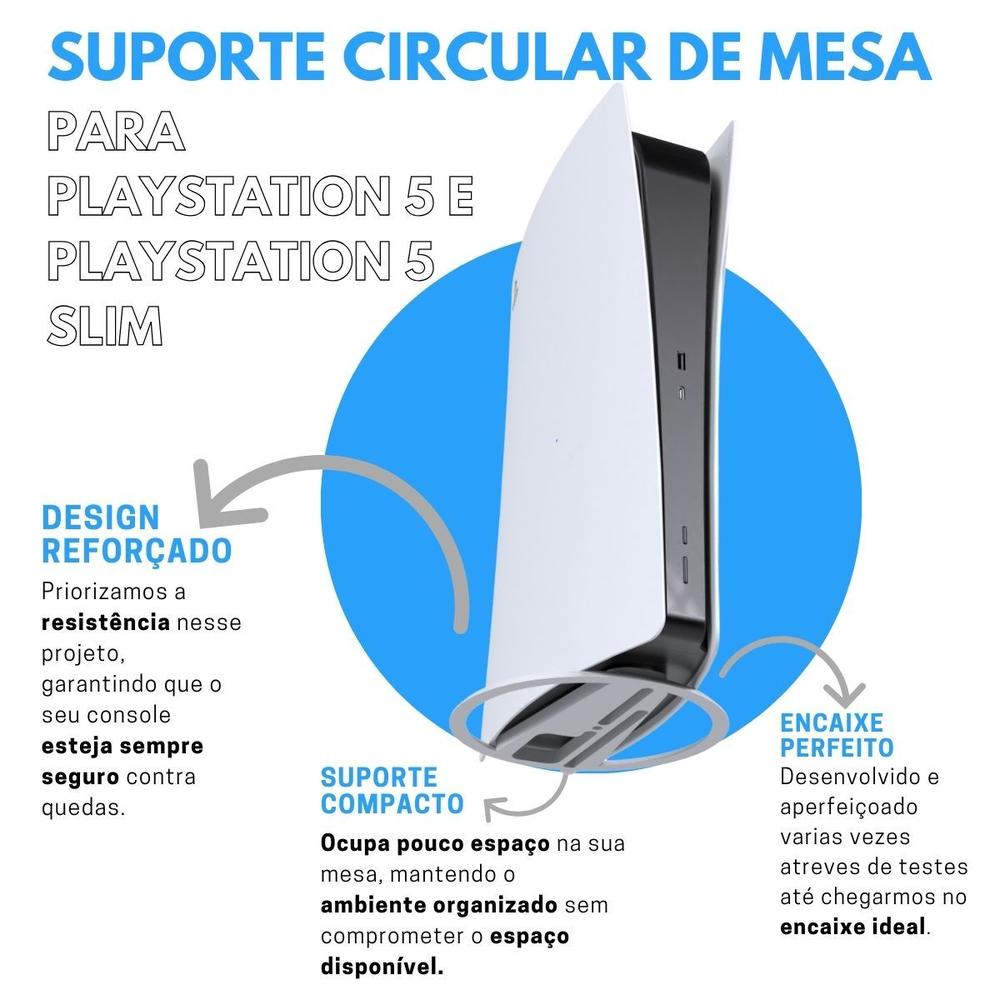 Suporte Apoio Base Vertical Circular de Mesa Compatível com PS5 e PS5 Slim - ARTBOX3D