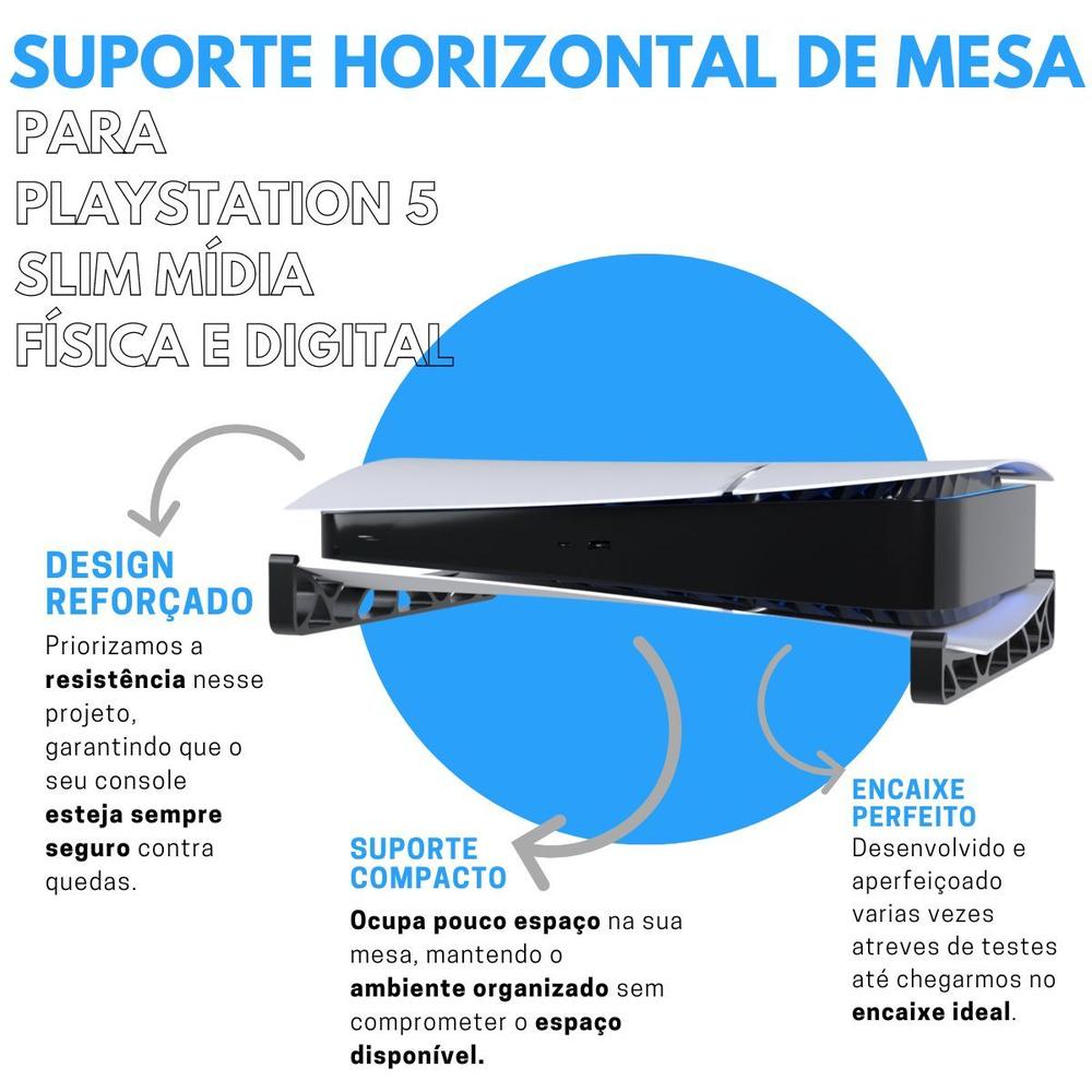 Suporte Stand Base Horizontal de Mesa Compatível com PlayStation 5 PS5 Slim Mídia Digital e Física - foto 2