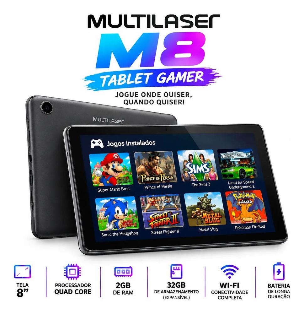 Tablet Gamer Multilaser M8 32gb Com Jogos