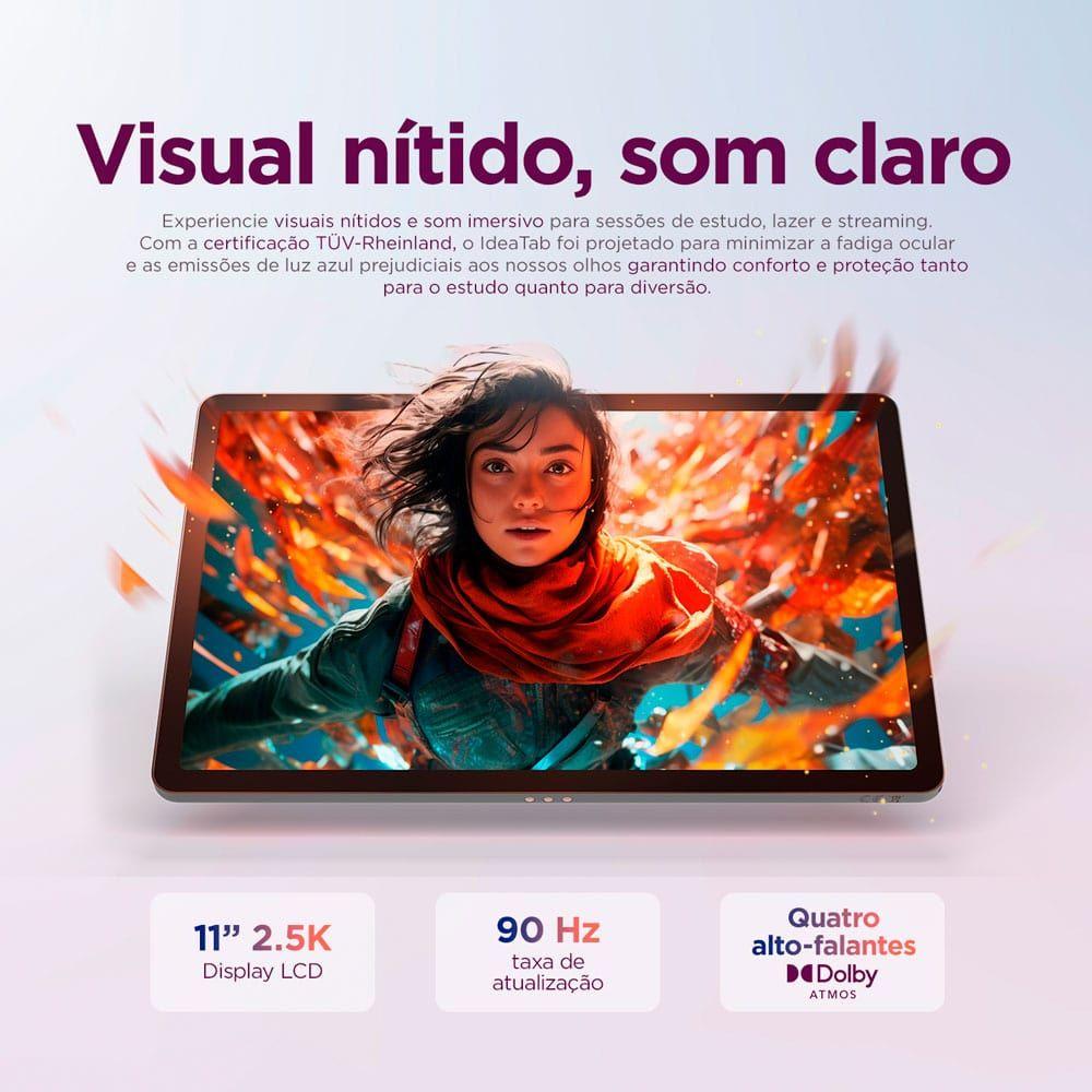 Tablet Lenovo Idea Tab Octa-Core, 8GB RAM, 128GB, Wi-Fi 5 Tela 11 Pol Acompanha Caneta e Case Cinza