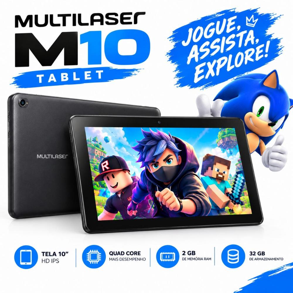 Tablet Multilaser M10 4g 10 Polegadas 16gb Dual Câmera Cor Preto