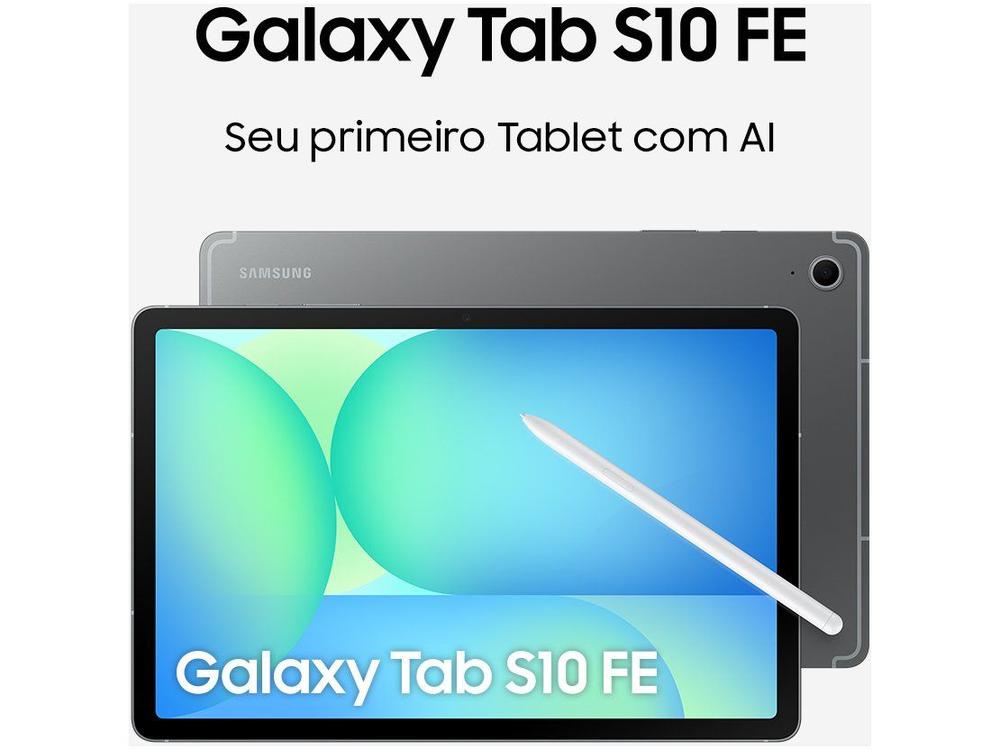 Tablet Samsung Galaxy Tab S10 FE 5G, 128GB, 8GB, Tela 10.9" 90Hz, S Pen e Capa Inclusas
