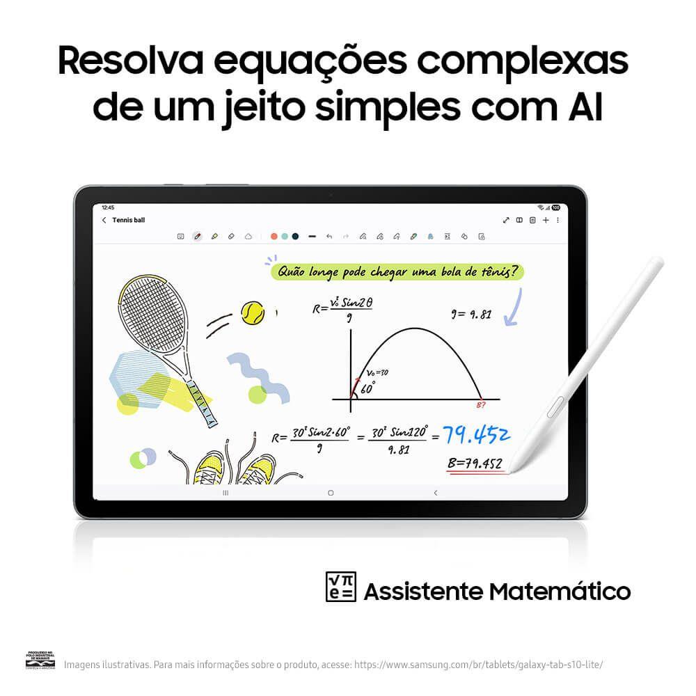 Tablet Samsung Galaxy Tab S10 Lite WiFi, 256GB, 8GB RAM, Tela 10.9", S Pen e Capa Smartbook Cover Inclusas