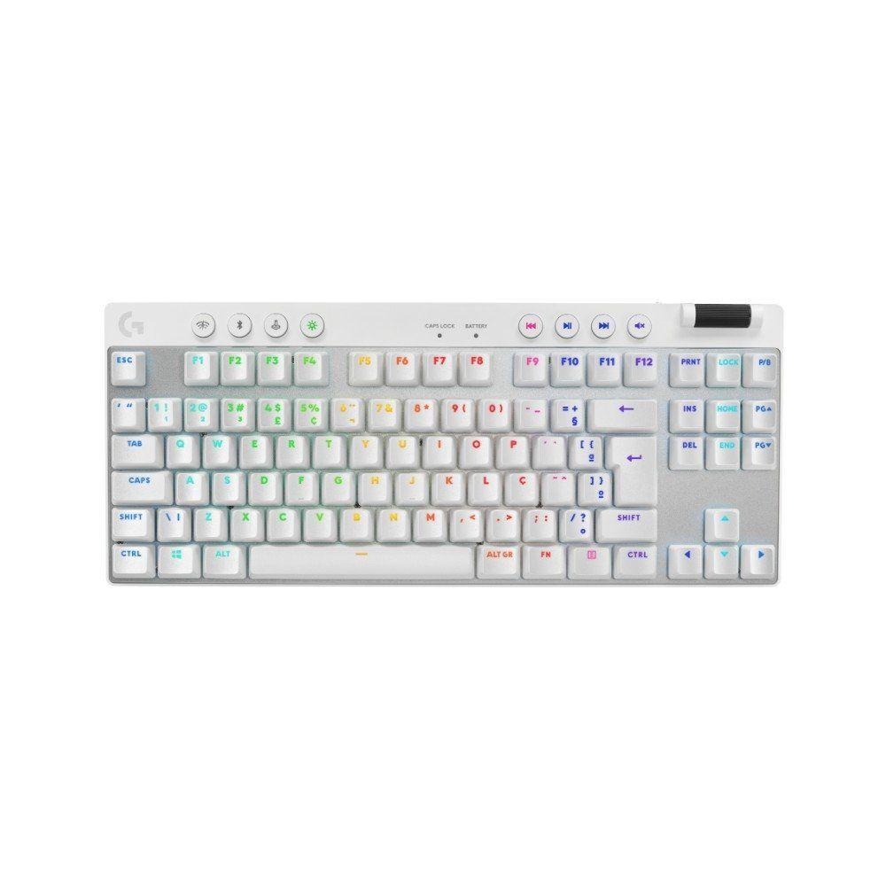 Teclado Gamer Sem Fio Logitech G Pro X com design TKL, Layout US, RGB LIGHTSYNC e Switch Exclusivo GX Brown Tactile, Branco - 920-012143