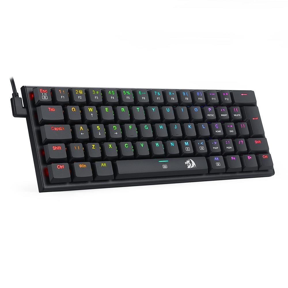 Teclado Mecanico Fizz Redragon Preto Rainbow Switch Marrom K617-RB - foto 2