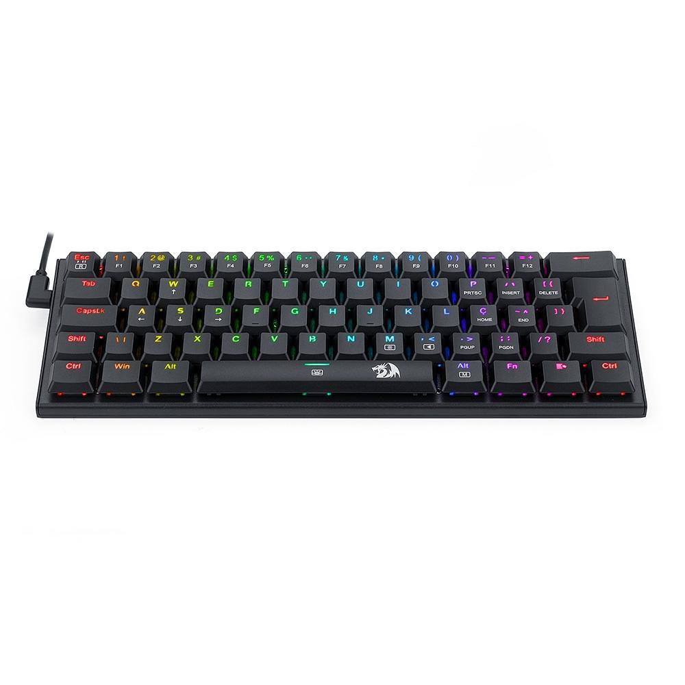 Teclado Mecanico Fizz Redragon Preto Rainbow Switch Marrom K617-RB - foto 4