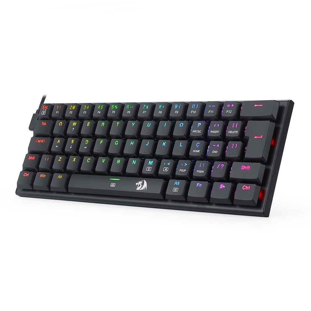 Teclado Mecanico Fizz Redragon Preto Rainbow Switch Marrom K617-RB - foto 3