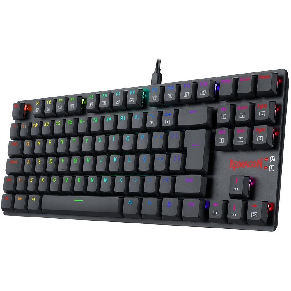 Teclado Mecânico Gamer Redragon APS, RGB, Switch Redragon Blue, ABNT2, Preto - Low Profile - K607 RGB...
