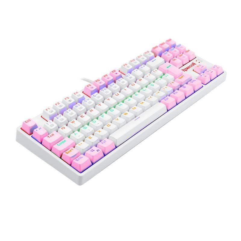 Teclado Mecânico Gamer Redragon Daska Lollipop - Switch Brown - Branco e Rosa - K576WP-R PT-BROWN