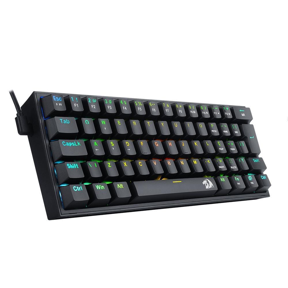 Teclado Mecânico Gamer Redragon Fizz RGB Switch Brown Preto - K617-RGB-B