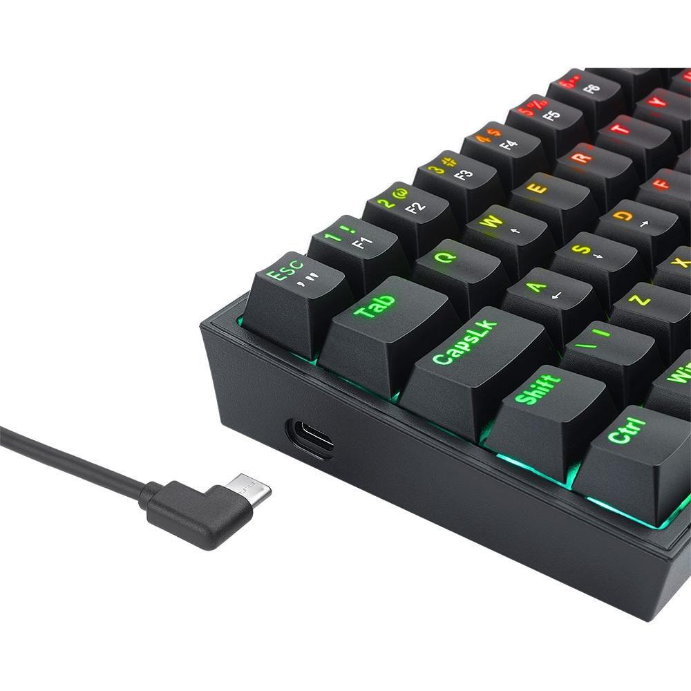 Teclado Mecânico Gamer Redragon Fizz RGB Switch Brown Preto - K617-RGB-B