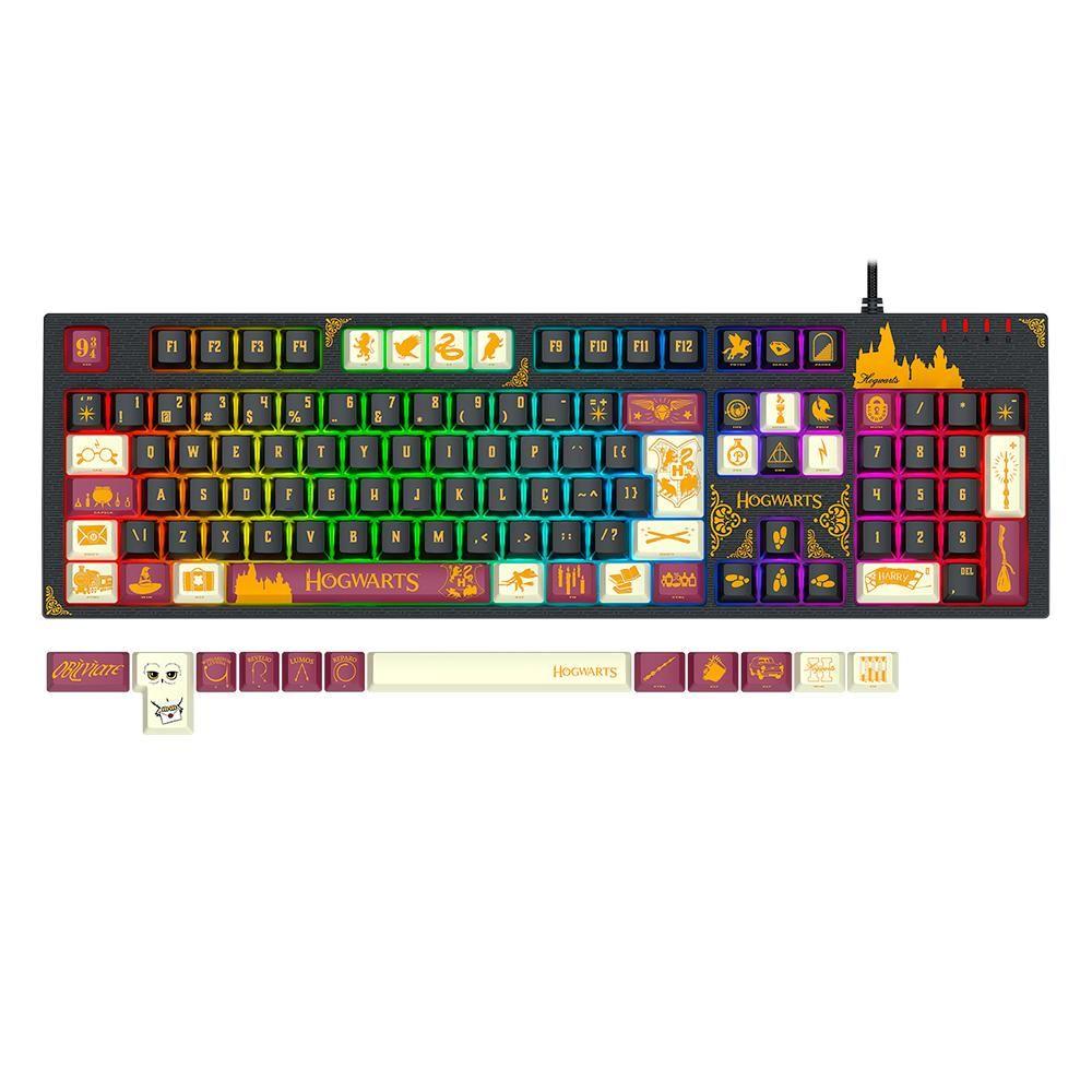 Teclado Mecânico Gamer Redragon Harry Potter Amsa Hogwarts Special Edition RGB Preto