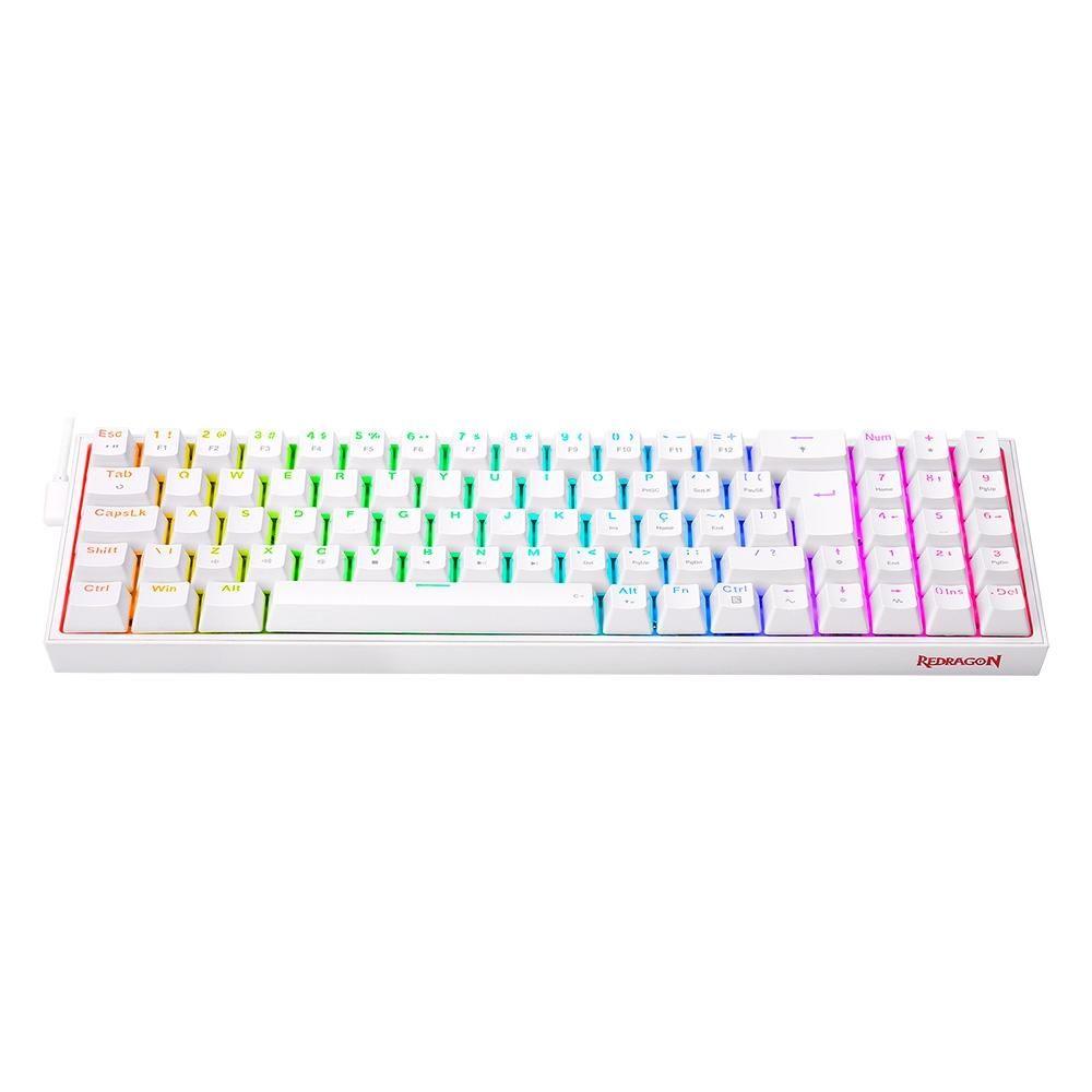 Teclado Mecânico Gamer Redragon Pollux RGB, Switch Blue, N-keys, ABNT2, Branco - K628-RGB-W (PT-BLUE)