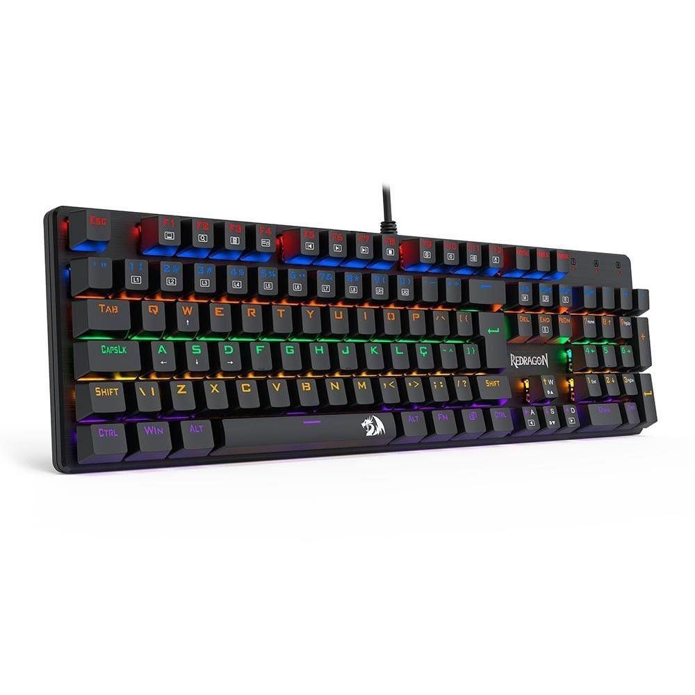 Teclado Mecânico Gamer Redragon Valheim Rainbow, Switch Brown, ABNT2, Preto - K608-R (PT-BROWN)