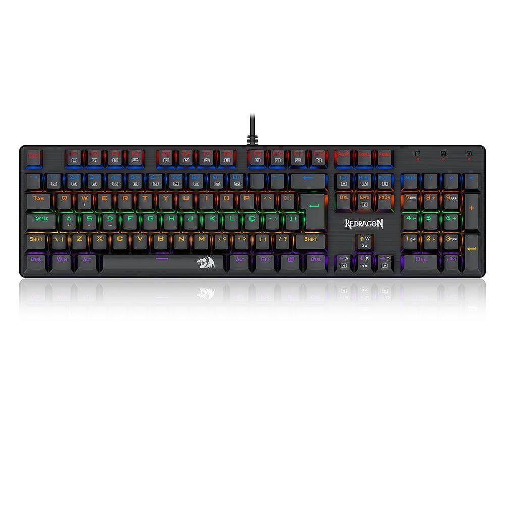 Teclado Mecânico Gamer Redragon Valheim Rainbow, Switch Brown, ABNT2, Preto - K608-R (PT-BROWN)