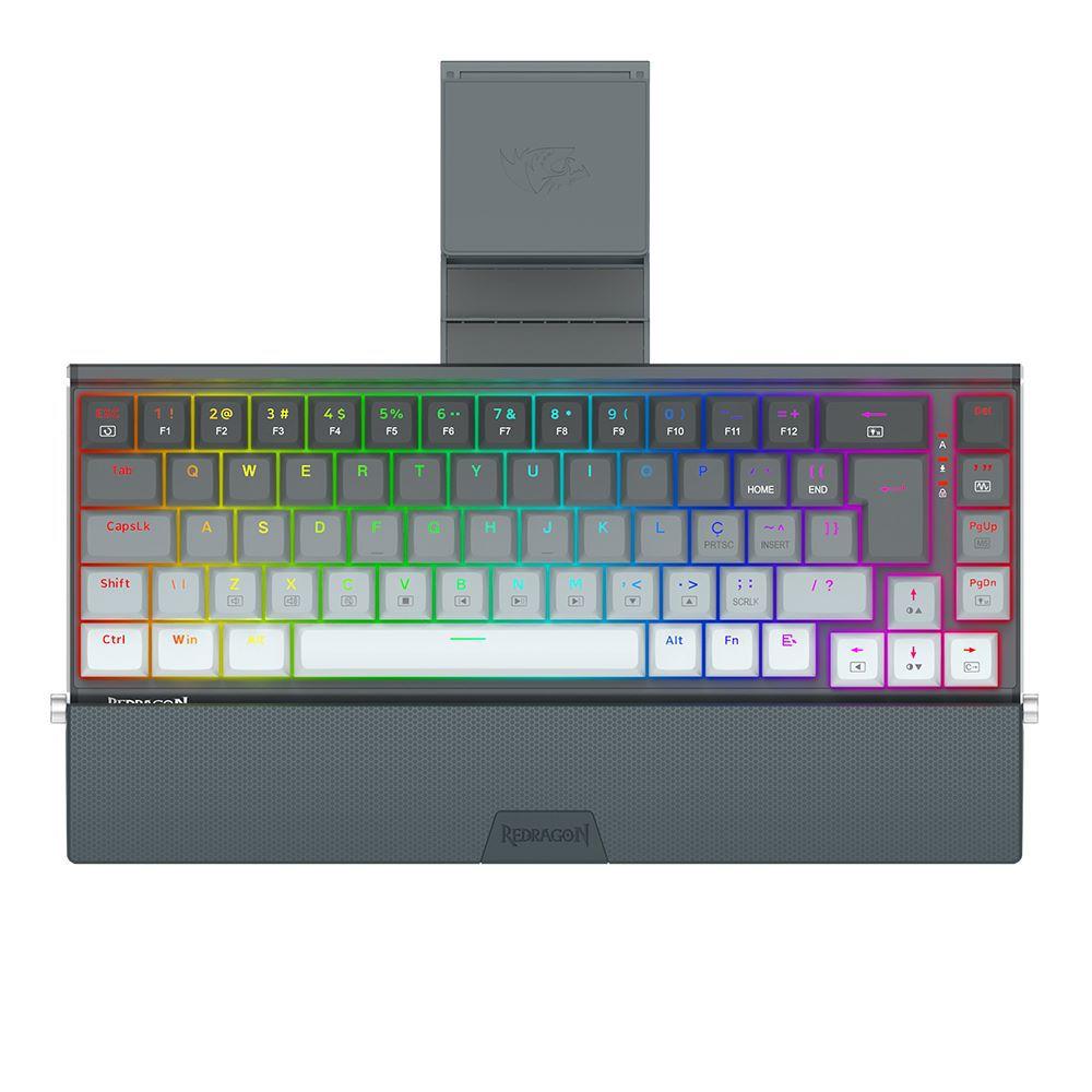 Teclado mecanico gamer shaco rgb switch brown redragon k641g-gw-rgb preto e cinza - foto 3