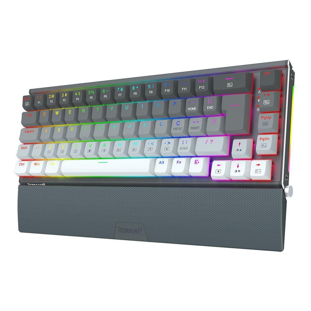 Teclado mecanico gamer shaco rgb switch brown redragon k641g-gw-rgb preto e cinza - foto 2
