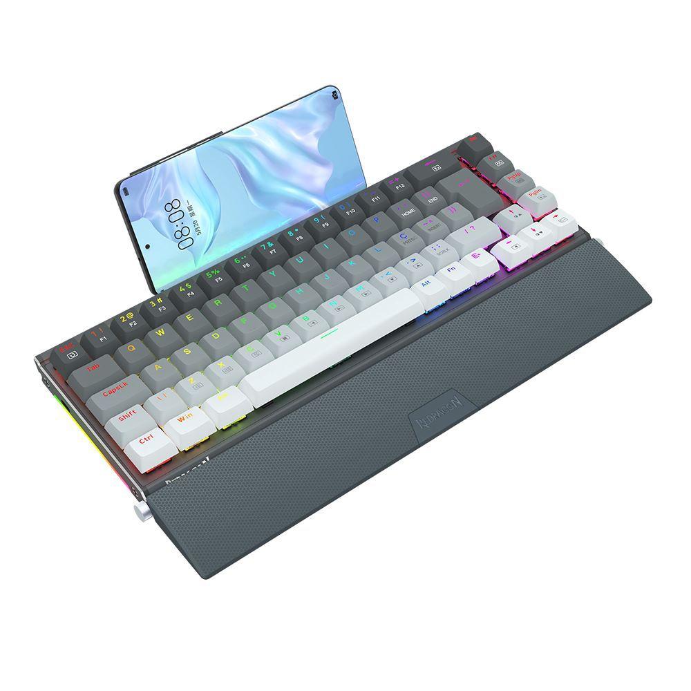 Teclado mecanico gamer shaco rgb switch brown redragon k641g-gw-rgb preto e cinza - foto 4
