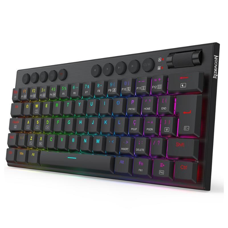 Teclado Mecânico Redragon Horus Mini RGB Low Profile 60% Switch Brown Preto - K632-RGB