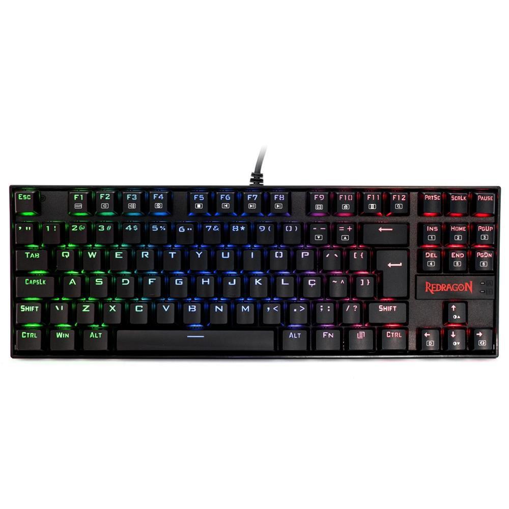 Teclado mecanico usb gamer kumara rgb switch outemu blue redragon k552rgb-1 preto