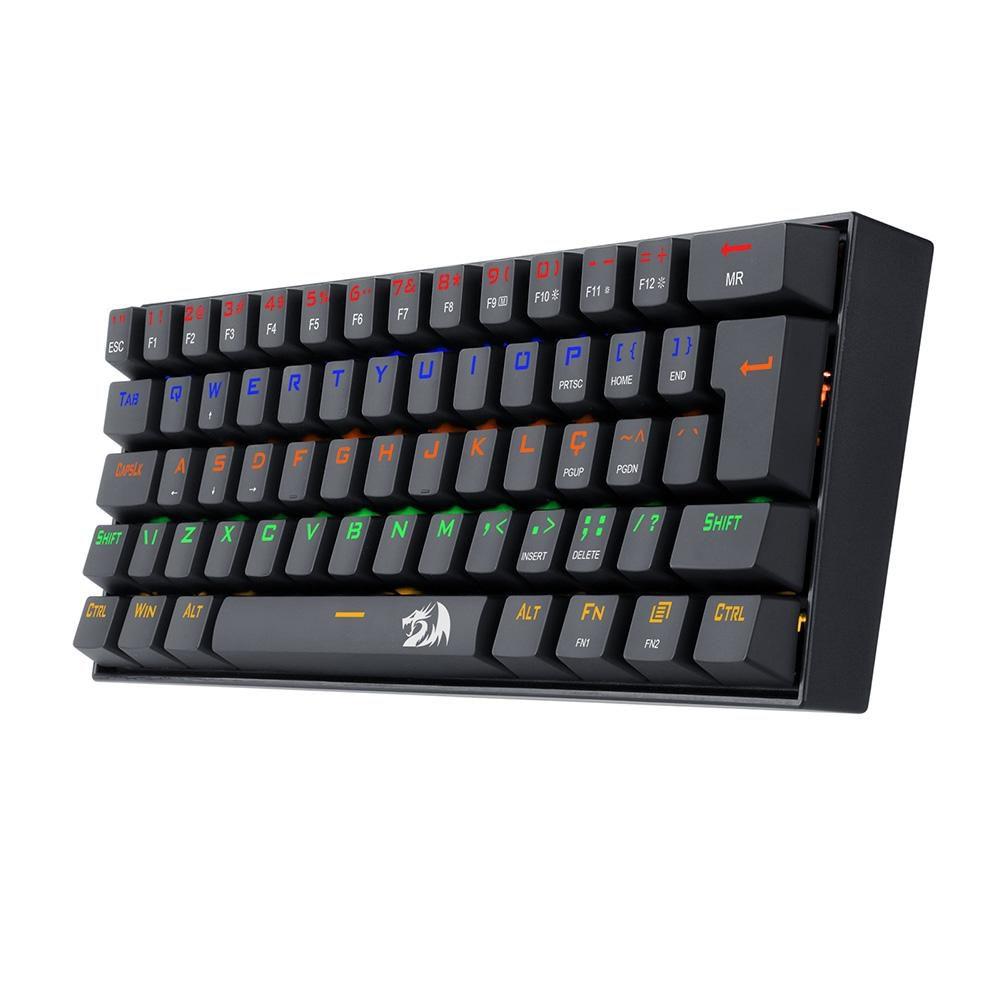 Teclado mecanico usb gamer lakshmi rainbow switch black redragon k606r preto