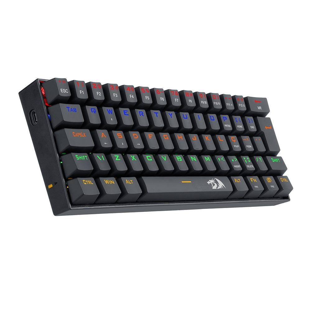 Teclado mecanico usb gamer lakshmi rainbow switch black redragon k606r preto
