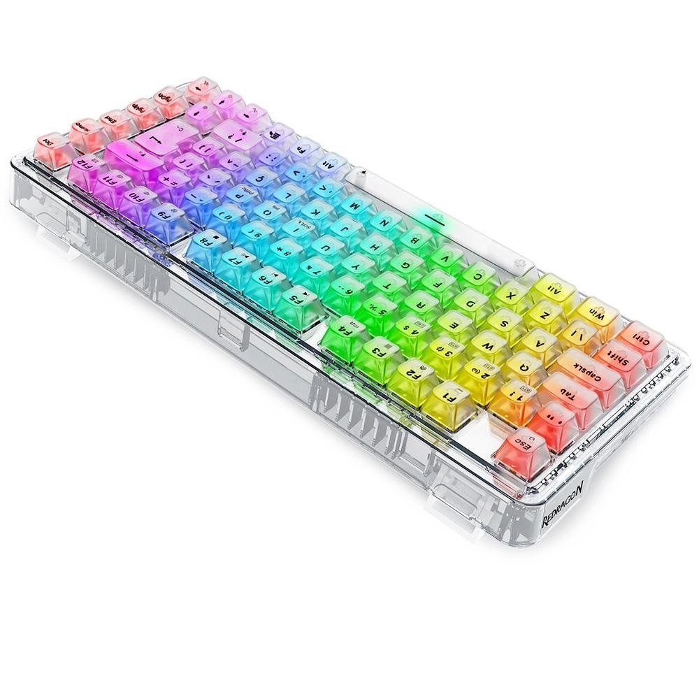 Teclado Sem Fio Mecânico Gamer Redragon ELF Pro, RGB, USB e Bluetooth, ABNT2, Cristalino Transparente -...
