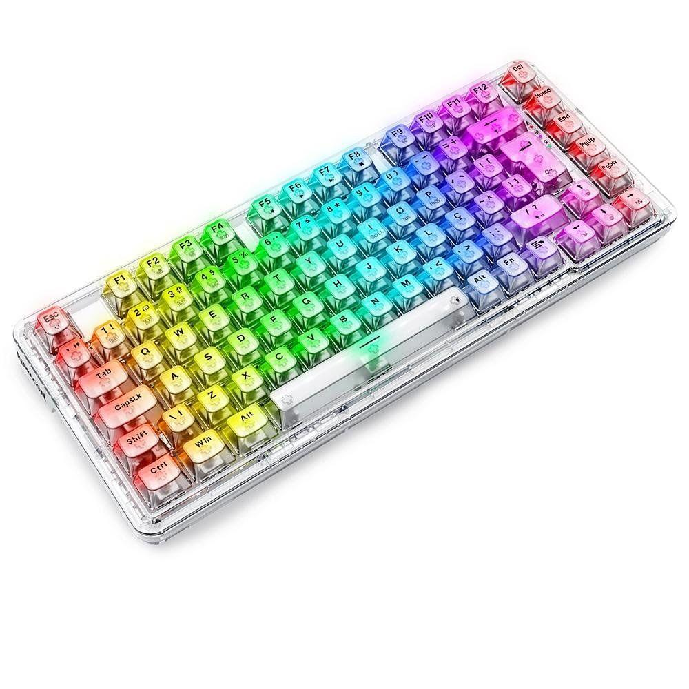 Teclado Sem Fio Mecânico Gamer Redragon ELF Pro, RGB, USB e Bluetooth, ABNT2, Cristalino Transparente -...