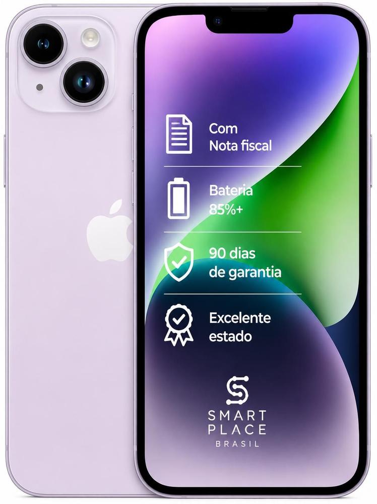 USADO Apple iPhone 14 128GB Roxo Excelente Bateria 85