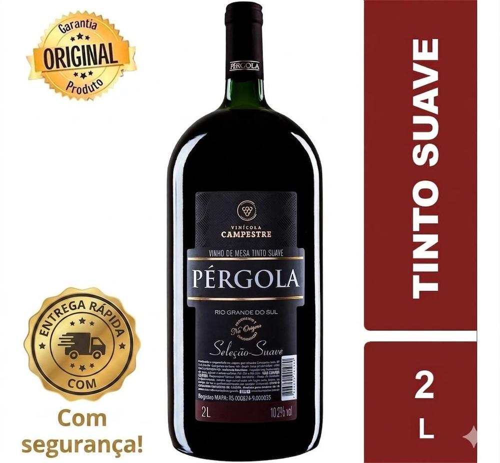 Vinho Tinto Suave de mesa Seleção Pérgola Garrafa 2L O mais vendido do Brasil