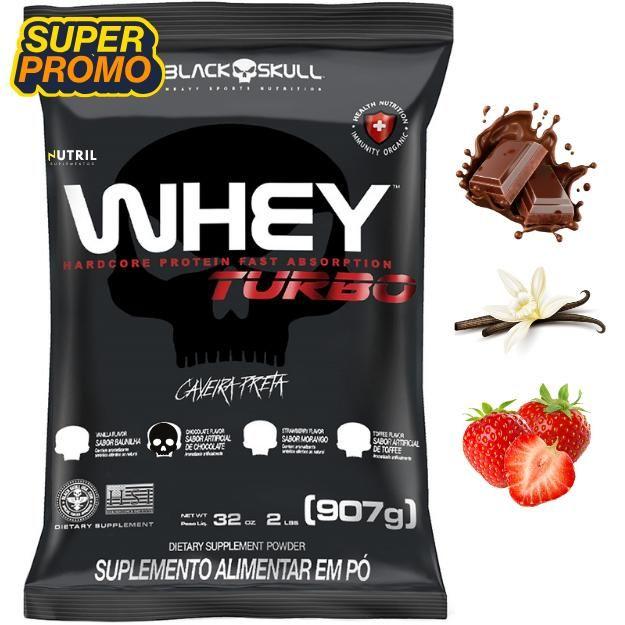 Whey Protein Black Skull 907g Concentrado TURBO Proteína para Ganho de Massa e Crescimento Muscular