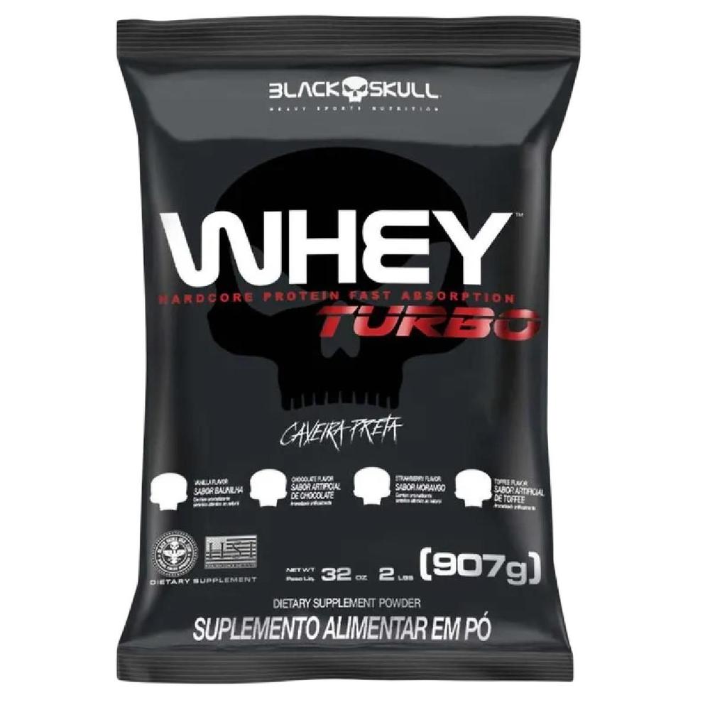 Whey Protein Turbo Concentrado Sabor Baunilha 907g Black Skull