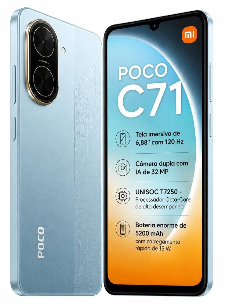 Xiaomi POCO C71 128GB 4GB Tela 6,88 120Hz Bateria 5200mAh Câmera 32MP