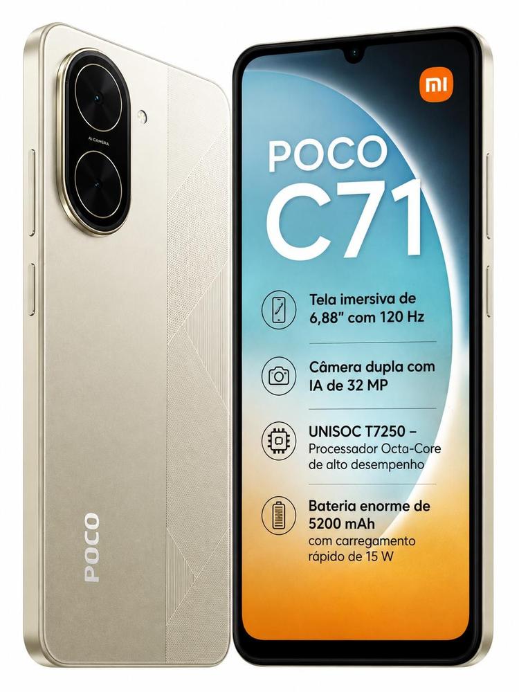 Xiaomi POCO C71 128GB 4GB Tela 6,88 120Hz Bateria 5200mAh Câmera 32MP