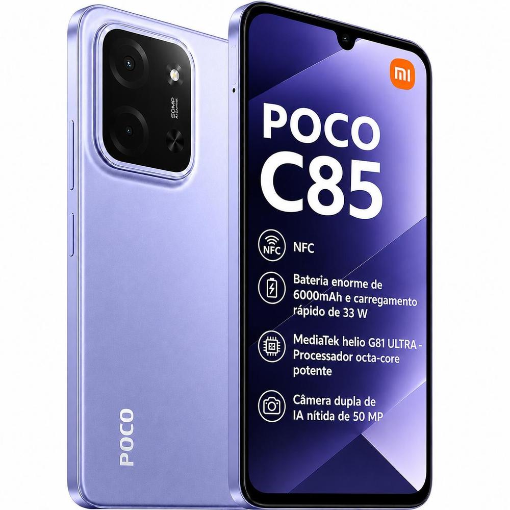 Xiaomi POCO C85 NFC 120Hz 256GB 16GB Ramboost Câmera 50MP Tela 6.88 120Hz NFC Smartphone Custo benefício...