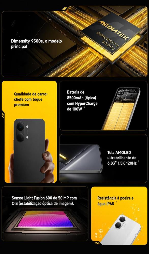Xiaomi POCO X8 Pro Maxx 512GB 12GB 5G Dimensity 9500s Tela AMOLED 120Hz HyperOS 3 NFC WiFi 7 IP68 Bateria... - foto 3