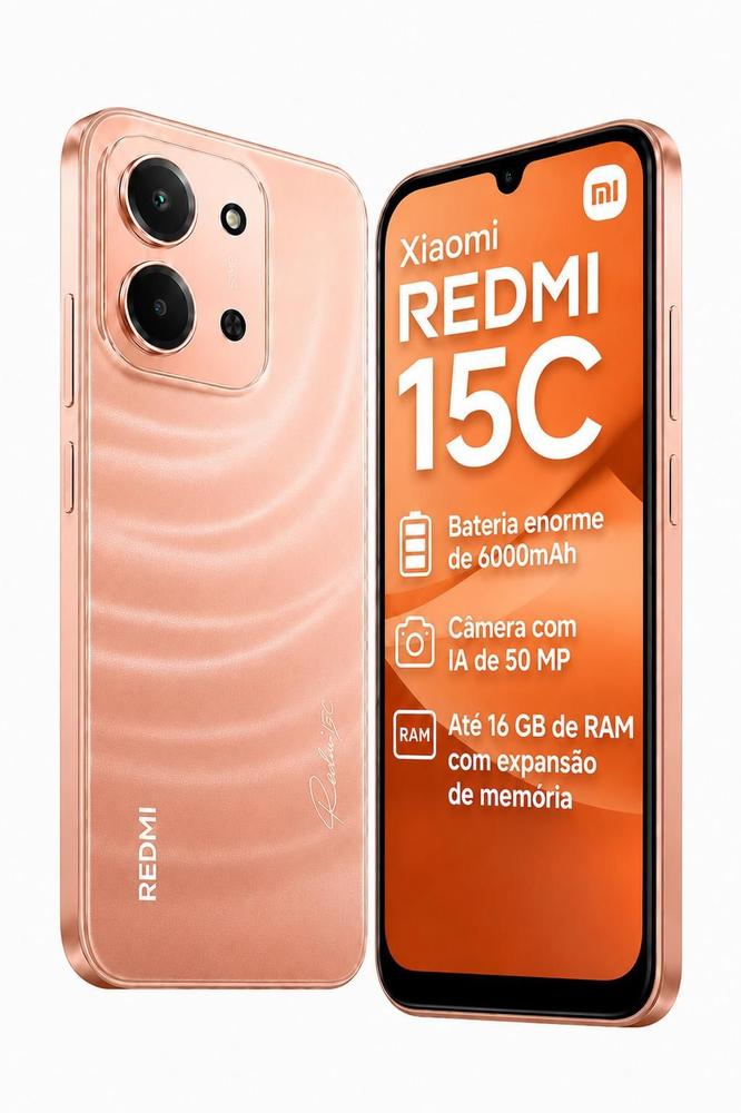 Xiaomi Redmi 15C 256GB 8GB Versão Global 50MP Câmera 120Hz Bateria de 6000mAh Dual SIM Chip Custo Benefício