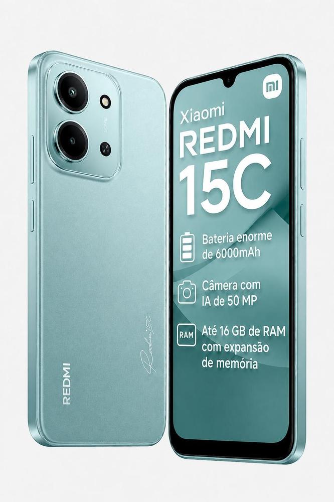 Xiaomi Redmi 15C 256GB 8GB Versão Global 50MP Câmera 120Hz Bateria de 6000mAh Dual SIM Chip Custo Benefício