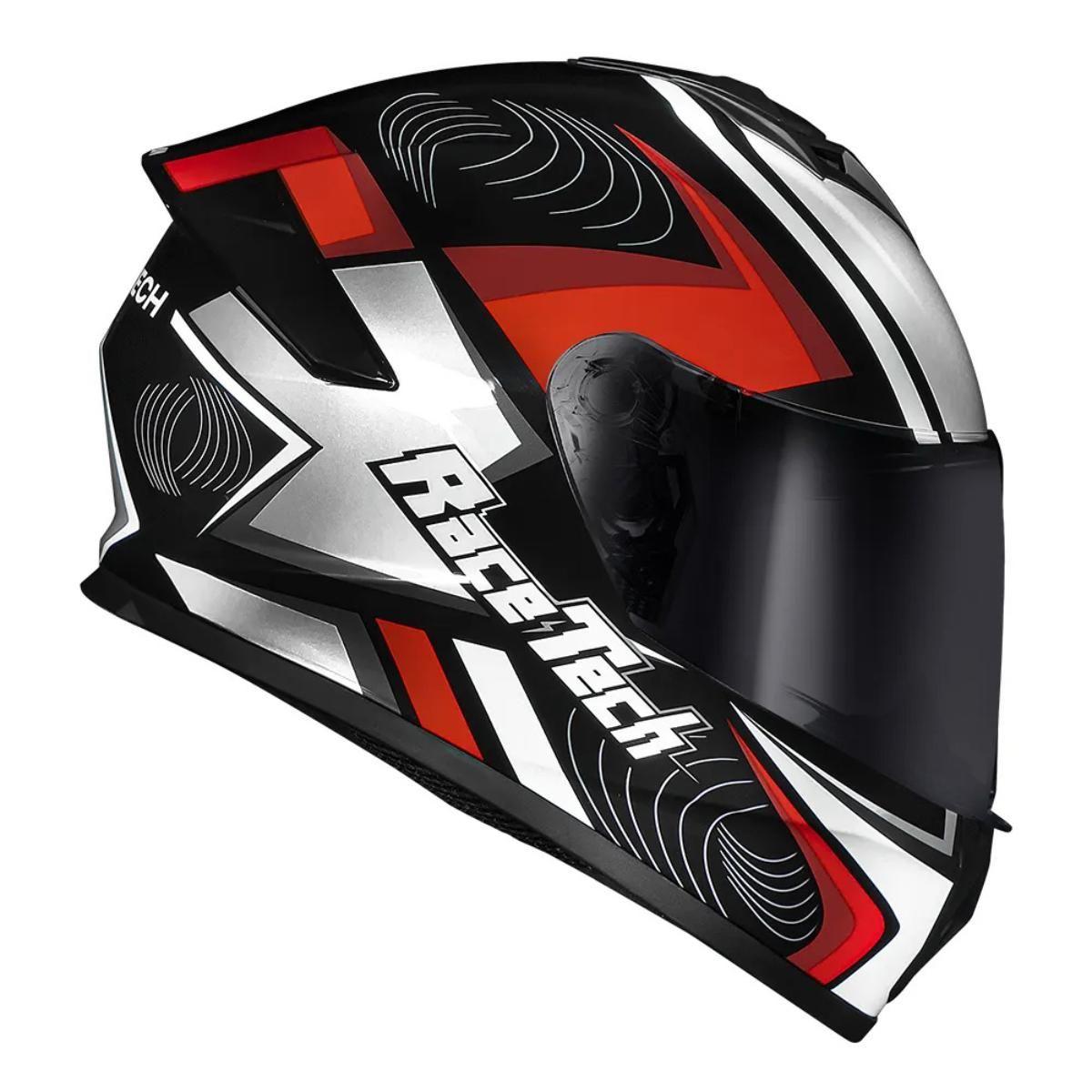Capacete Race Tech Hit Draw Preto Cinza E Vermelho - Geral