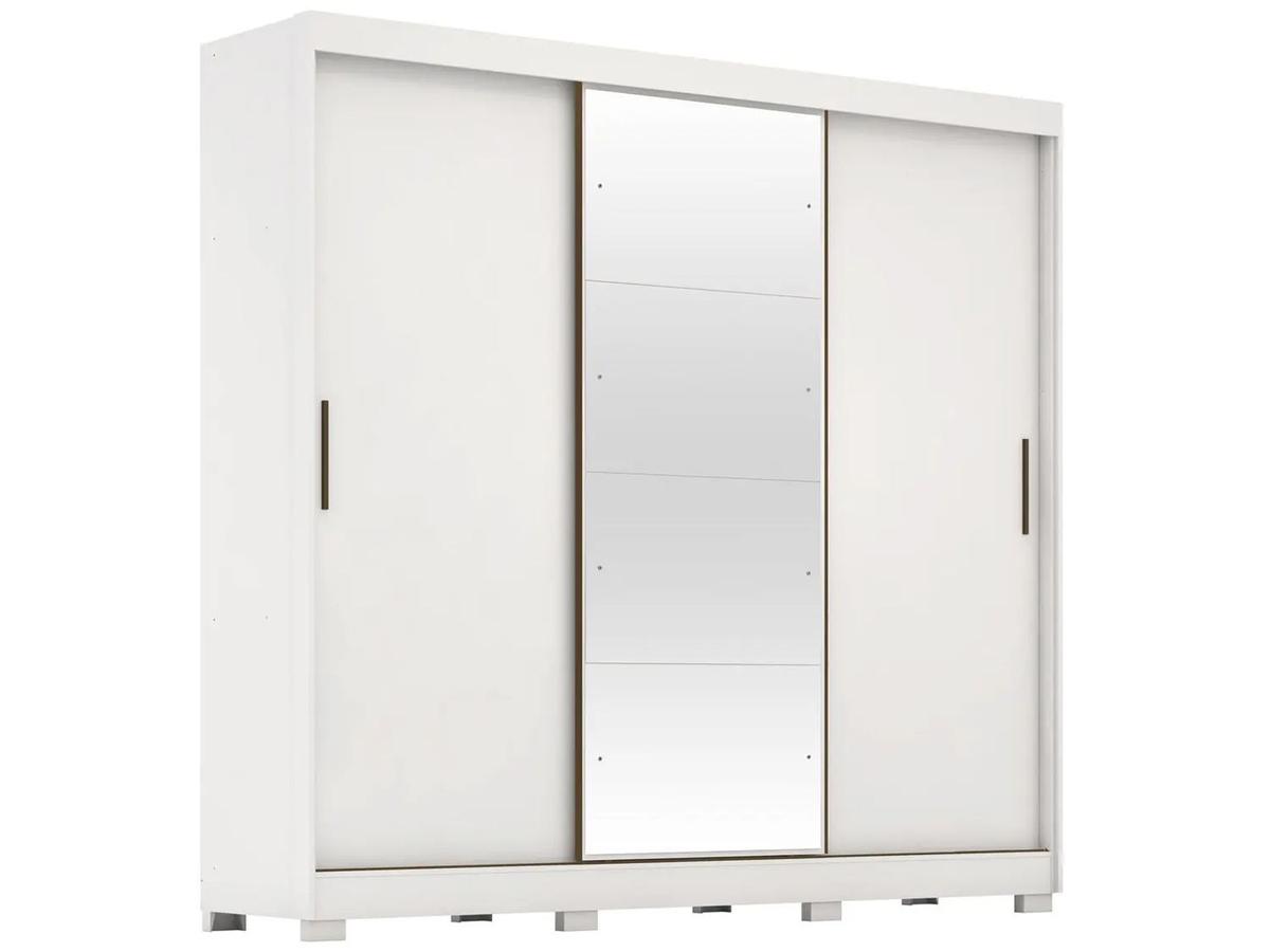 Guarda-roupa Casal com Espelho 3 Portas de Correr 6 Gavetas Demóbile Londres