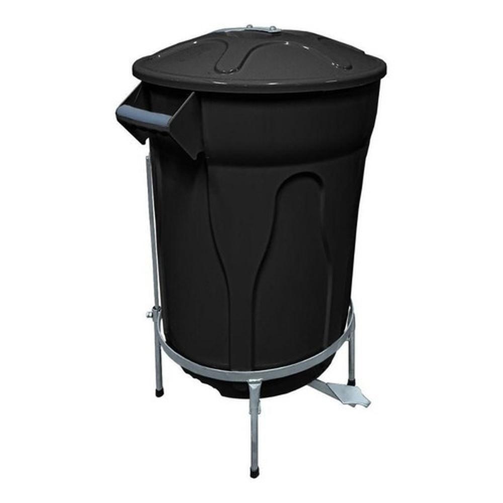 Kit Lixeira Pedal De Aço Preta 100l+ 100 Sacos De Lixo 100l