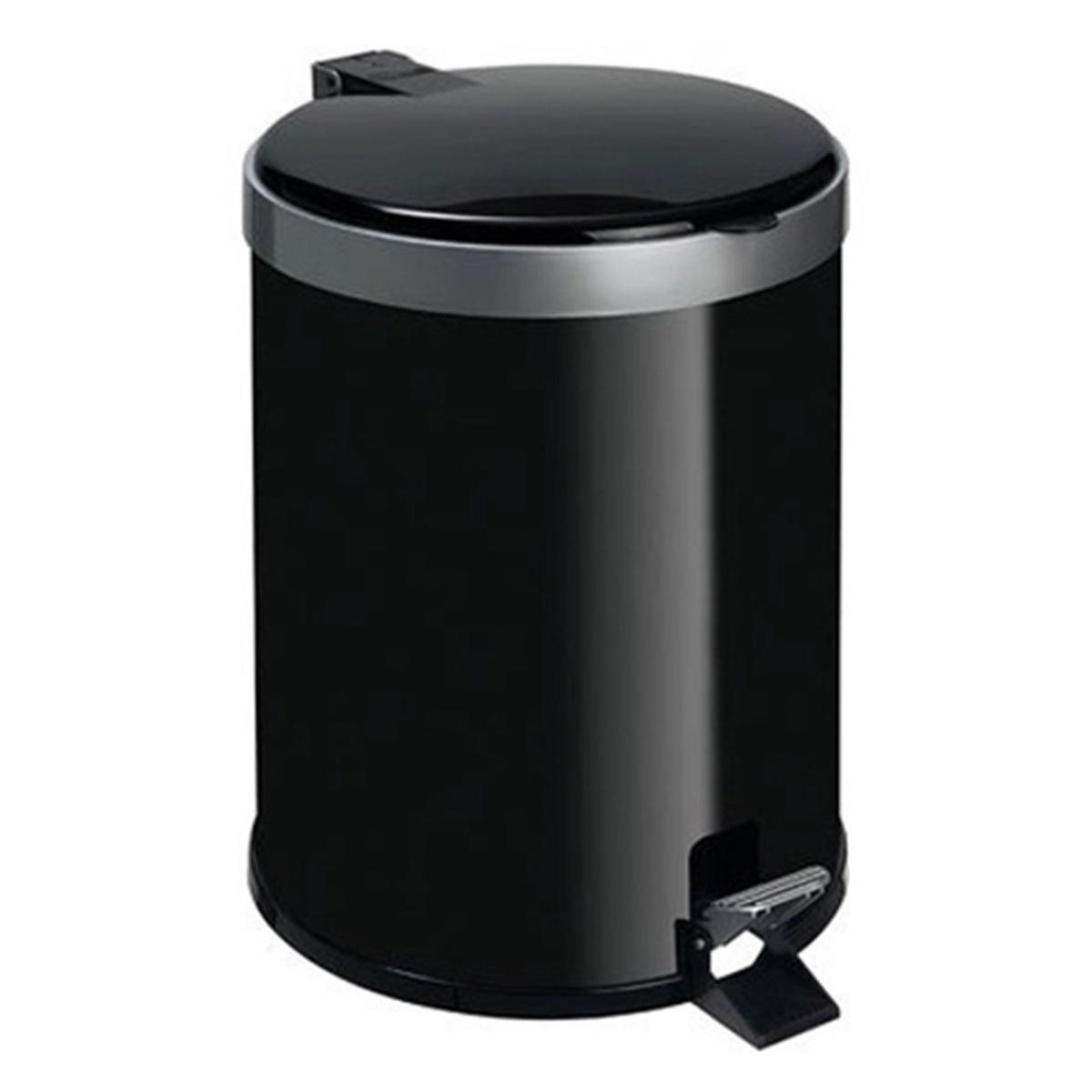 Lixeira Pedal Cesto De Lixo Tampa 12 Litros Preta Cozinha Banheiro Viel