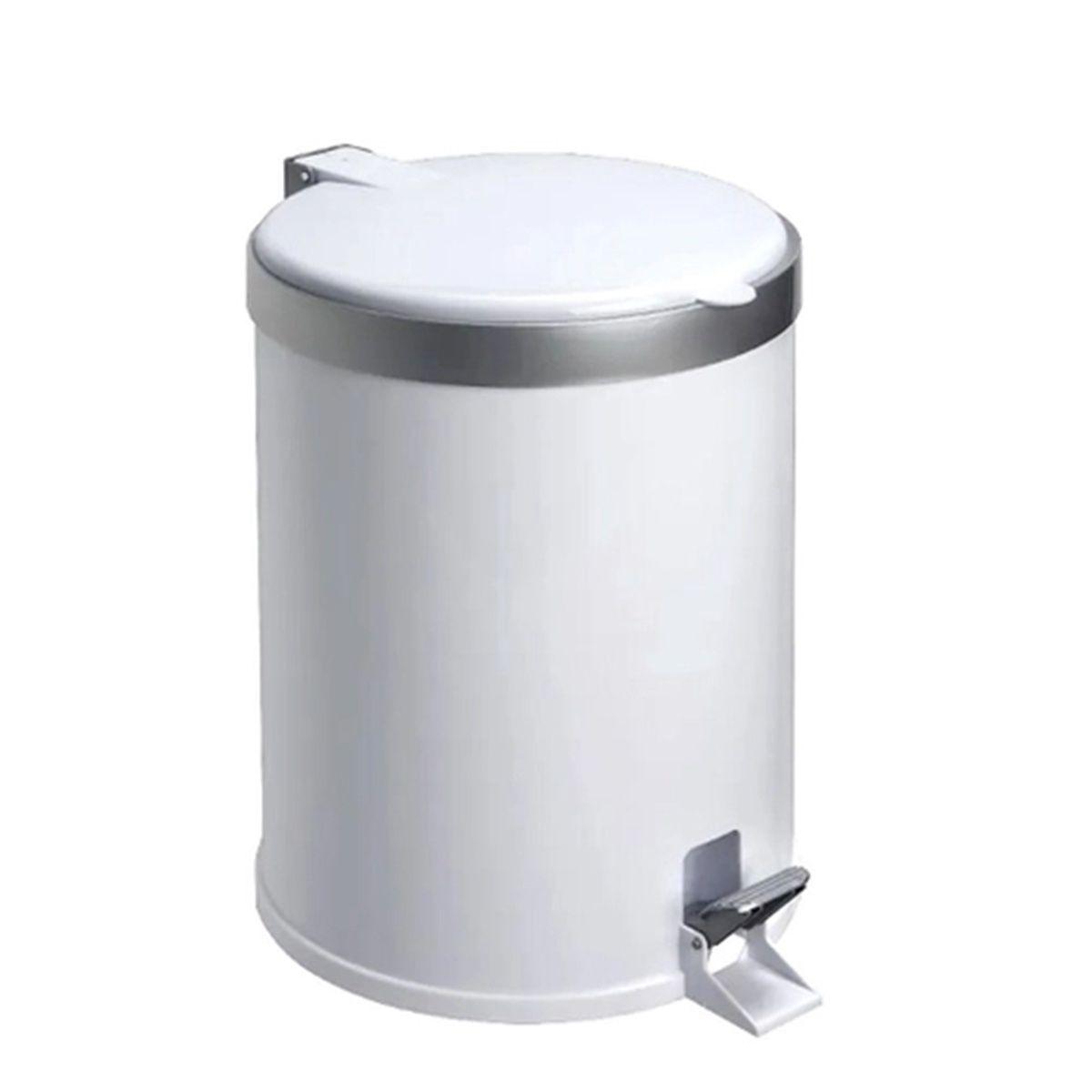Lixeira Pedal Cesto De Lixo Tampa 5 Litros Branca Cozinha Banheiro Viel